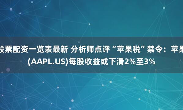 股票配资一览表最新 分析师点评“苹果税”禁令：苹果(AAPL.US)每股收益或下滑2%至3%